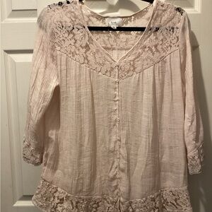 Women's Fairy/cottage core Pink Lace Top